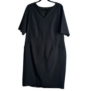 MYnt 1792 black sheath dress size 14 YNeck short sleeves office cares workwear